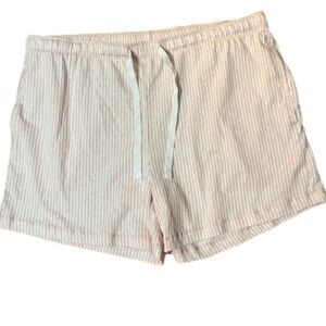 Felina Striped Pink White Lounge Pajama Drawstring Shorts Pockets Size Medium